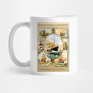 Vintage Travel Poster Germany Norddeutscher Lloyd Bremen Mug